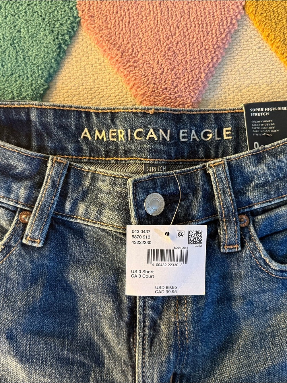 American Eagle Outfitters Wide Leg Jeans in Dark Blue Denim
